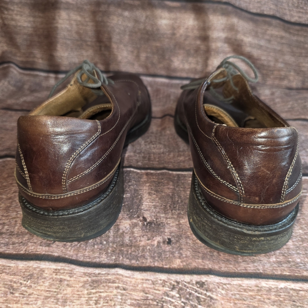 Johnston & Murphy Handcrafted Brown Leather Oxford Shoes Size 12M Italy - Picture 6 of 11